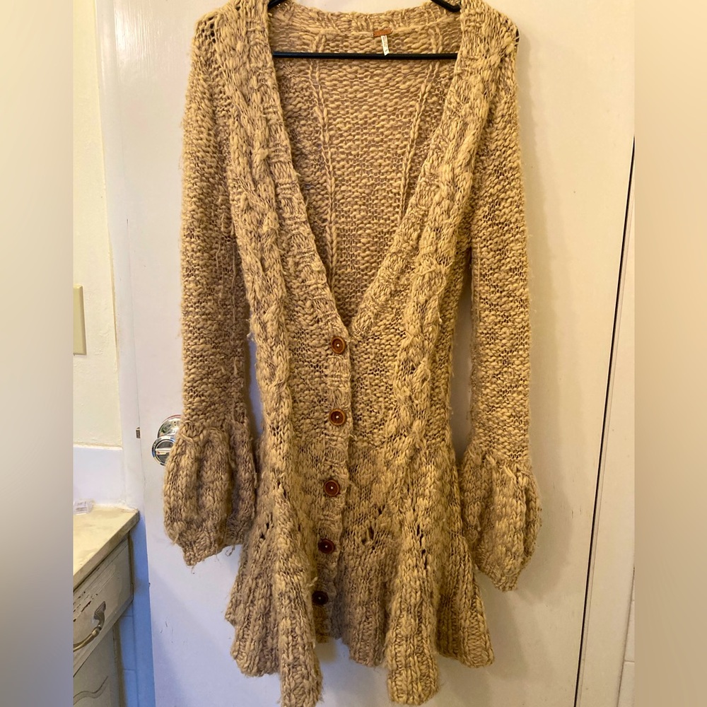 Free people long wool knit sweater